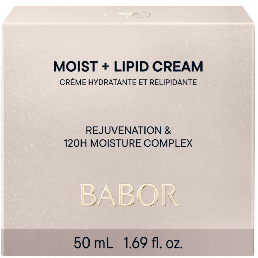 Verpakking. Opschrift BABOR MOIST + LIPID CREAM. 50 ml.