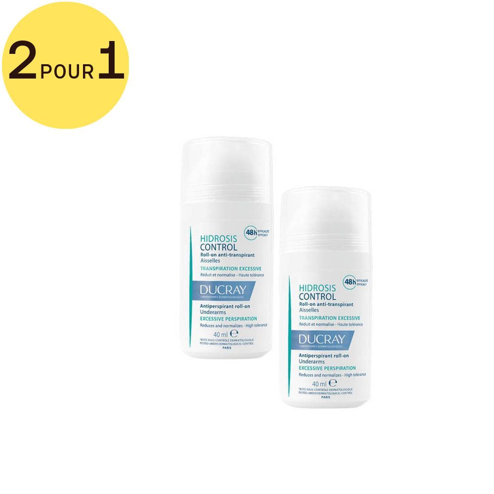 Ducray Hidrosis Control Roll-On Anti-Transpirant Aisselles Nouvelle Formule 2 pour 1