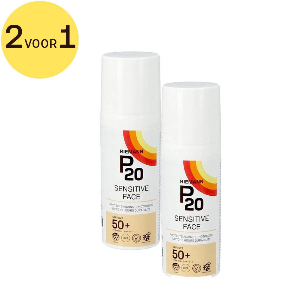 P20 Sensitive Face Zonnecrème SPF50+ 2 voor 1