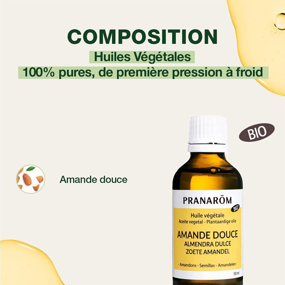 Texte : "NOS GARANTIES", "BIO", "100% PURES ET NATURELLES".