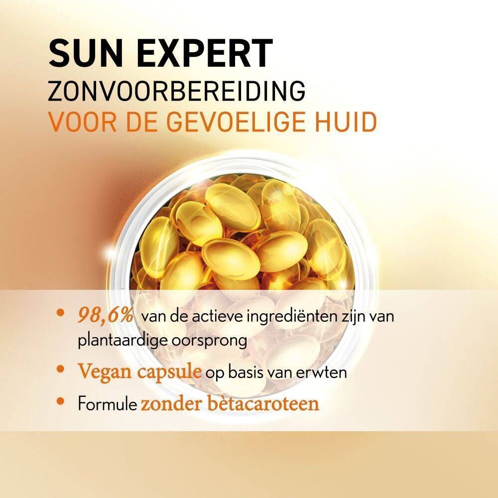 Zonvoorbereiding voor gevoelige huid: veganistische capsules op basis van erwten.