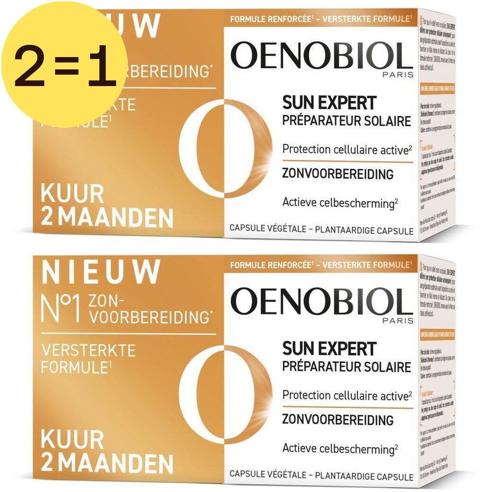 Twee verpakkingen Oenobiol Sun Expert. Opschrift 2=1. Kuur 2 maanden.