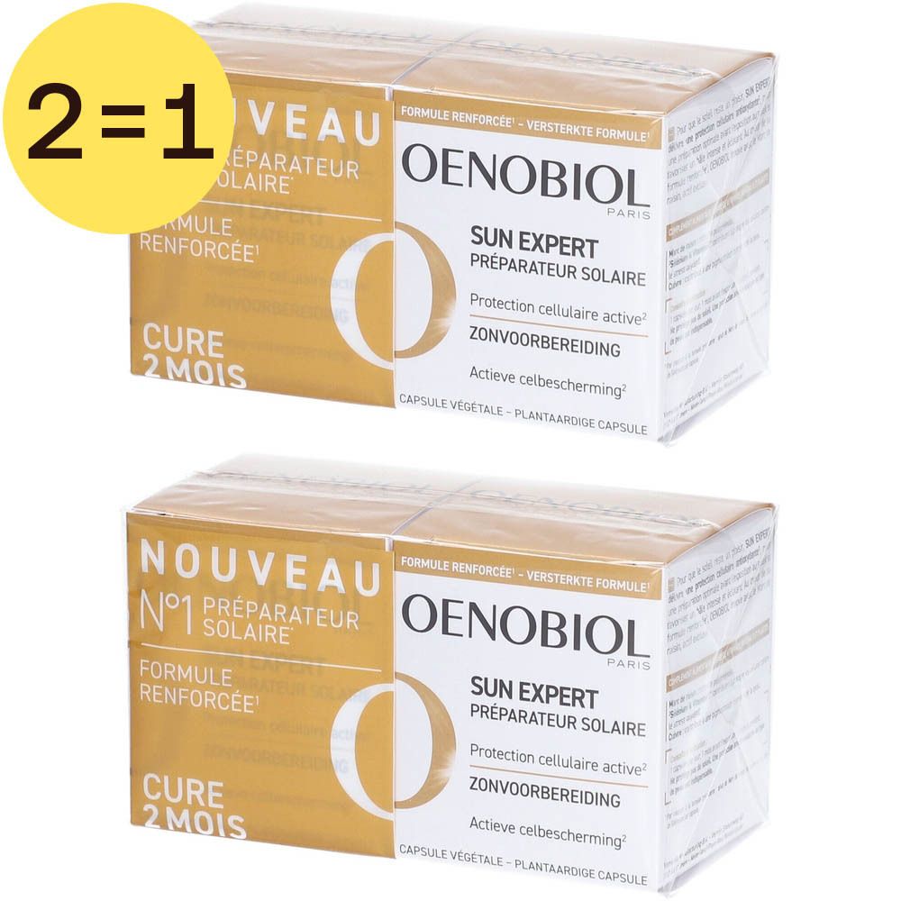Twee verpakkingen Oenobiol Sun Expert. Opschrift 2=1. Kuur 2 maanden.