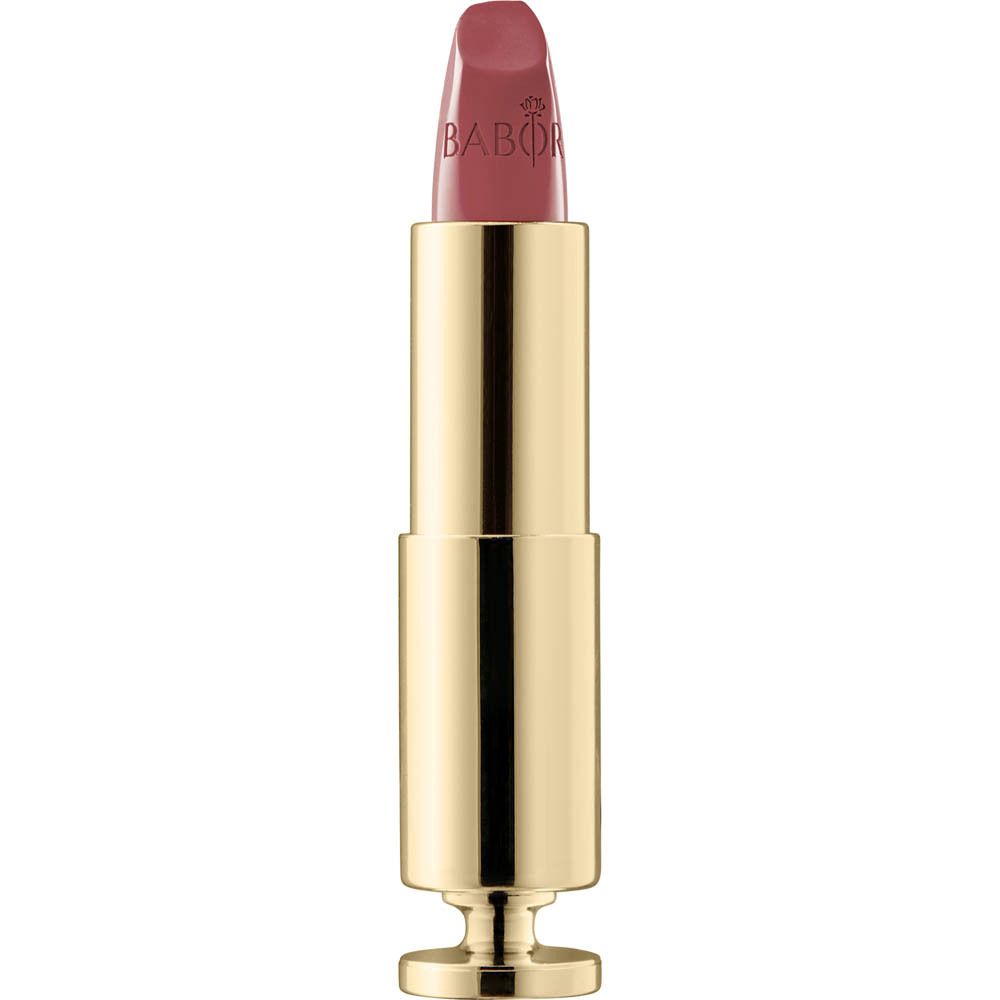 Gouden lipstick, geopend. De lipstick is roze.