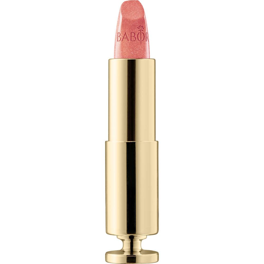 Gouden lipstick met roze stick. De lipstick is geopend.