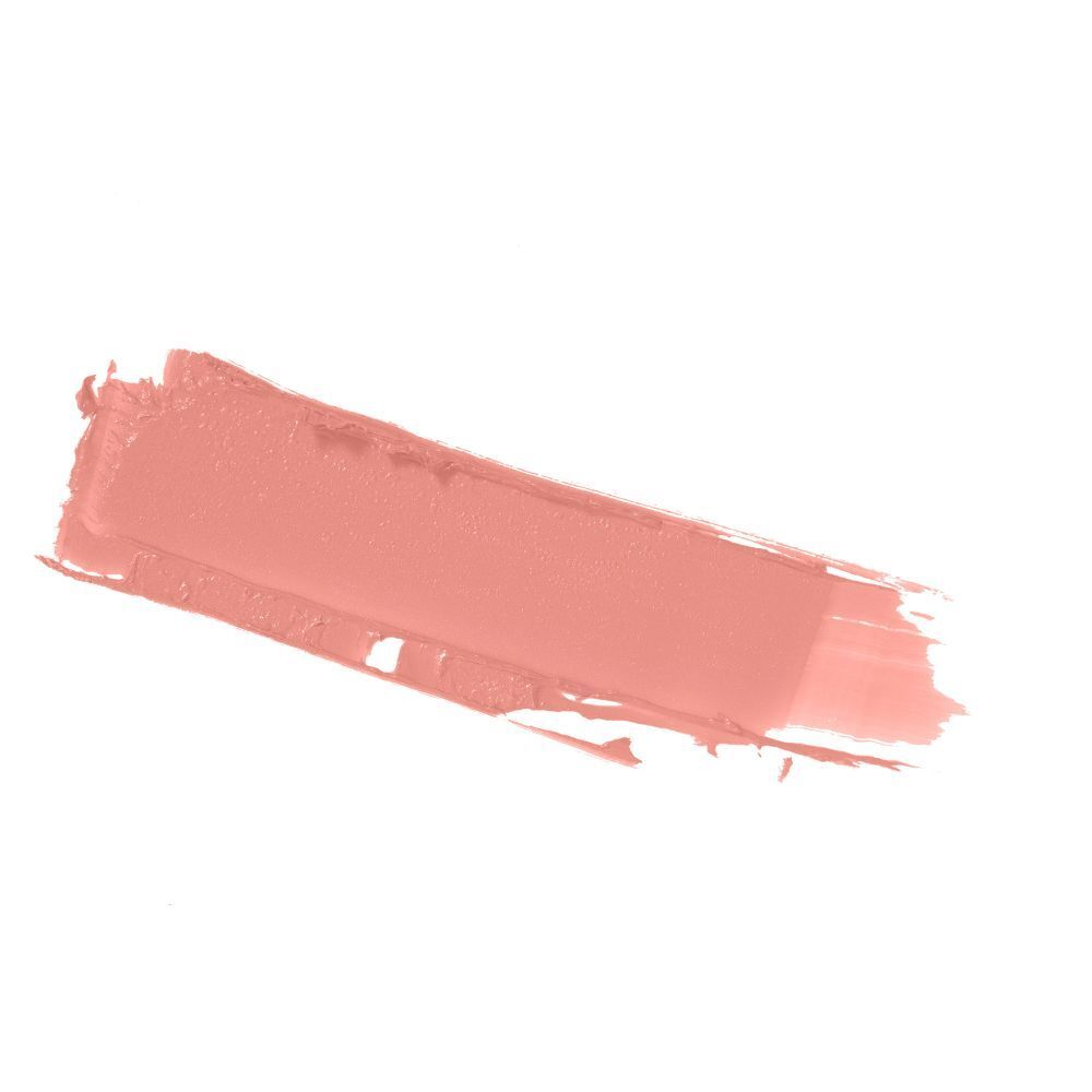 Roze lipstickveeg op witte achtergrond.