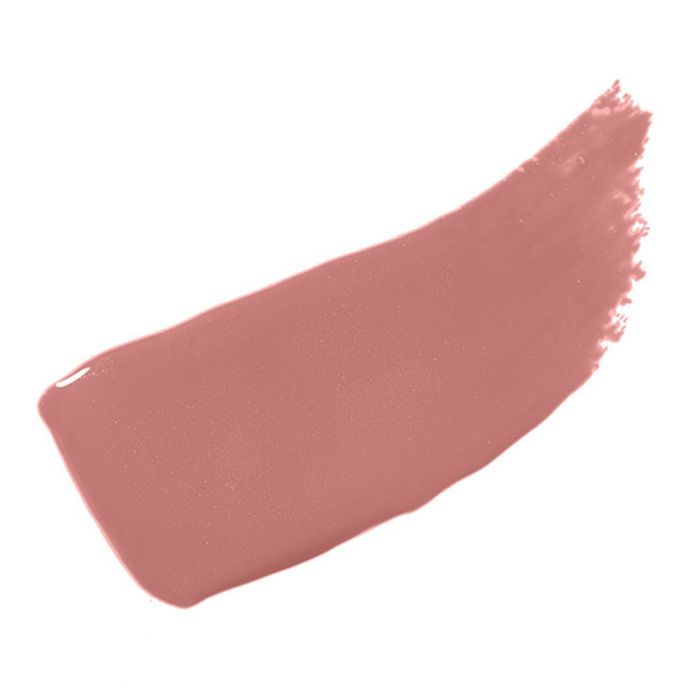 Roze lipstickveeg op witte achtergrond. Glanzende textuur. Tint: roze.