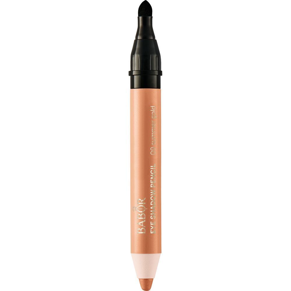 Babor Lidschatten-Stift 09 Sommer-Gold. Crayon double embout, brun-doré avec capuchon noir. Inscription: Babor Eye Shadow Pencil.
