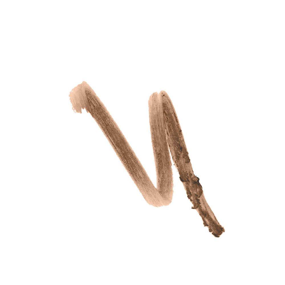 Beige oogschaduwstreep op witte achtergrond. Textuur zichtbaar.