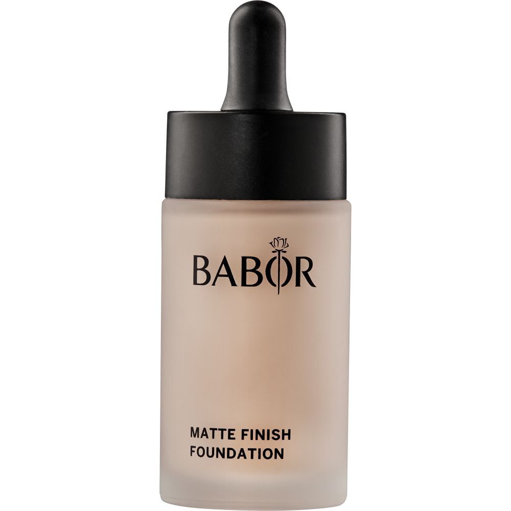 Babor Matte Finish Foundation. Fles met pipet. Opschrift: Matte Finish Foundation.