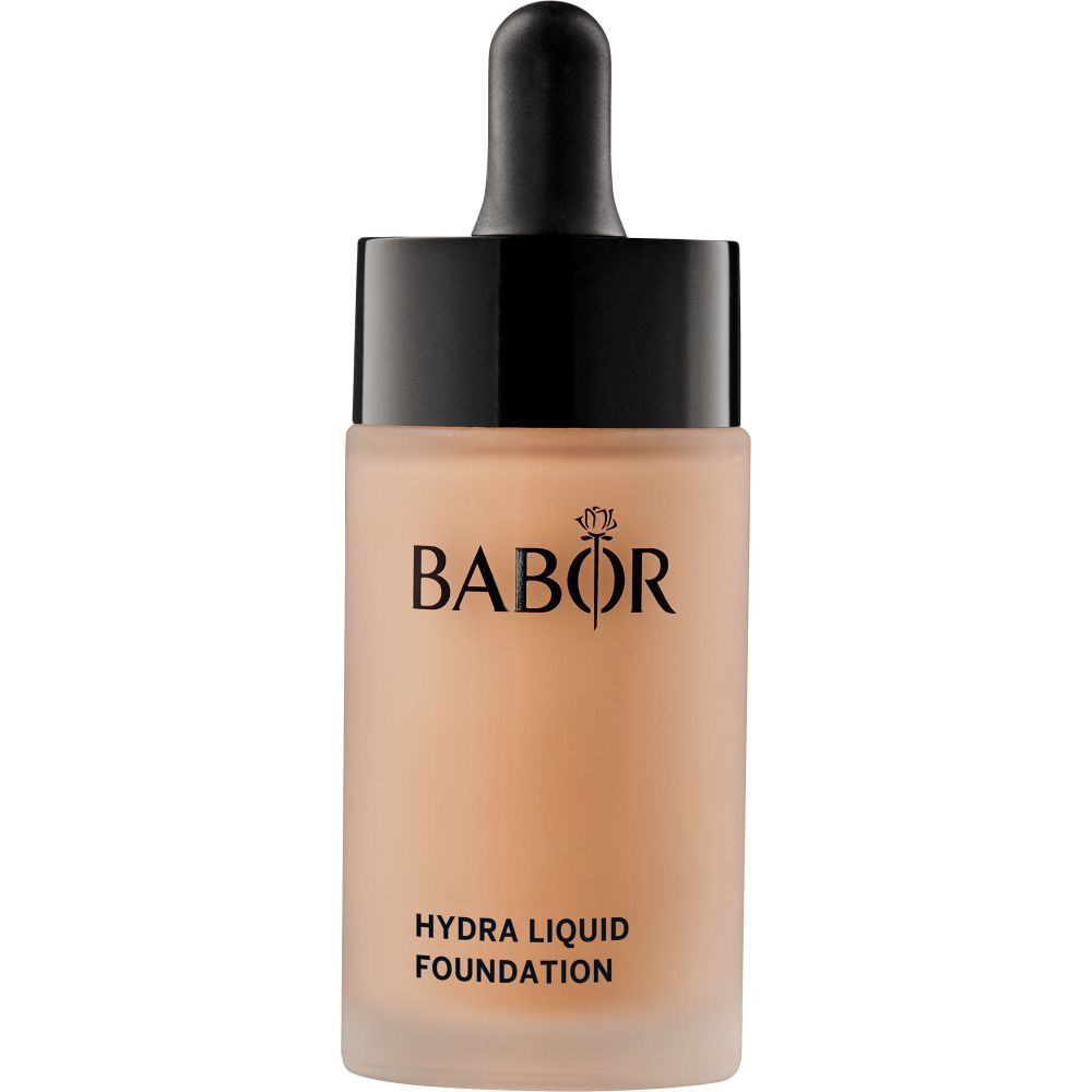 Babor Hydra Liquid Foundation 04 Porselein. Fles met zwarte dop en pipet.