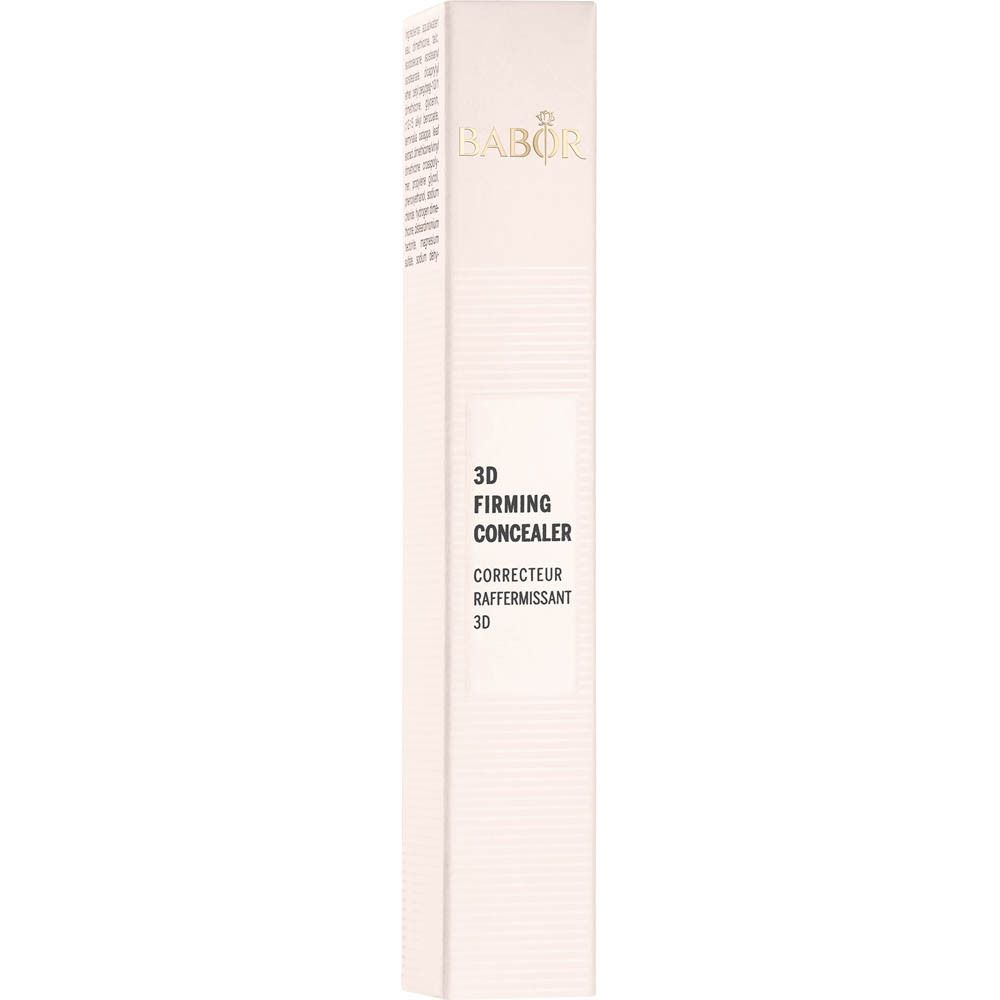 Emballage du correcteur Babor 3D Straffender. Boîte rectangulaire beige avec informations sur le produit.