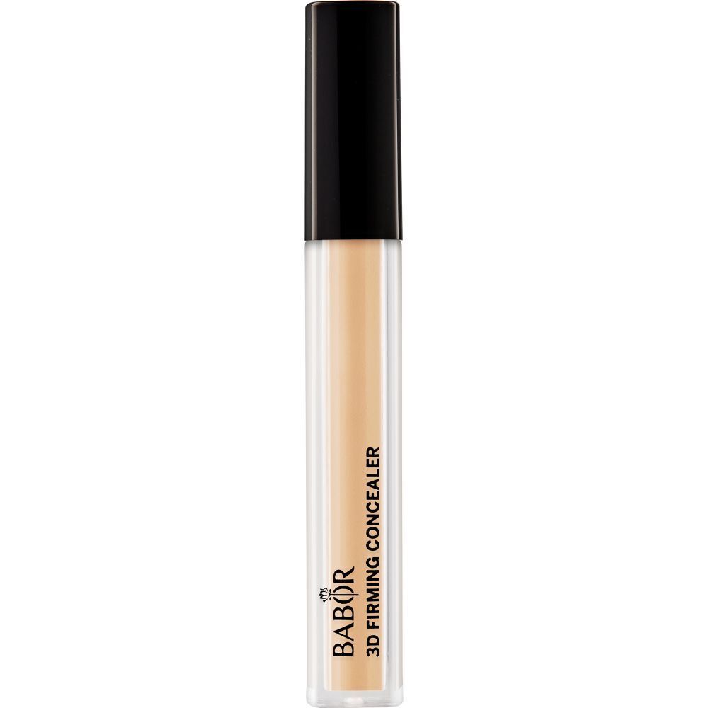 Correcteur 3D Straffender Babor 04 Tan. Tube transparent, bouchon noir. Nom du produit et marque imprimés.