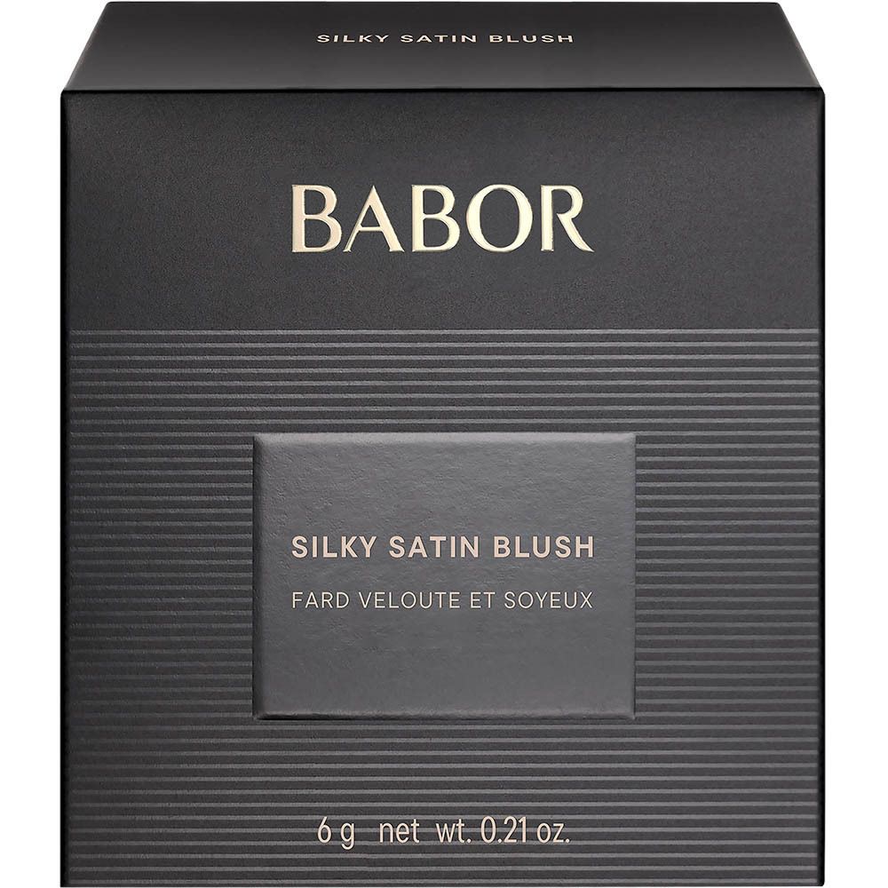 Zwarte verpakking met BABOR-logo en productnaam: Silky Satin Blush.