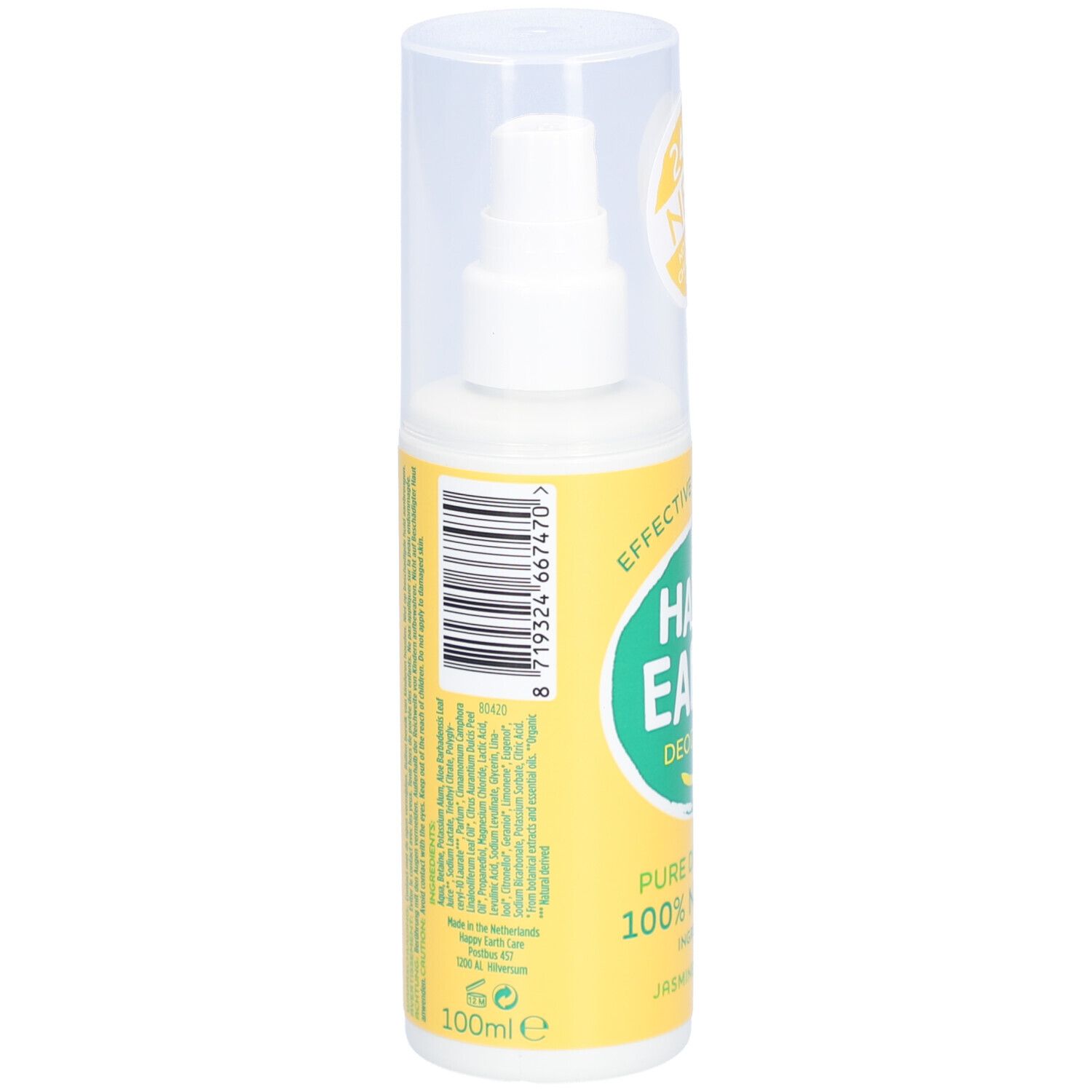 Happy Earth Déodorant Spray Naturel 100% Jasmin & Bois de Hô