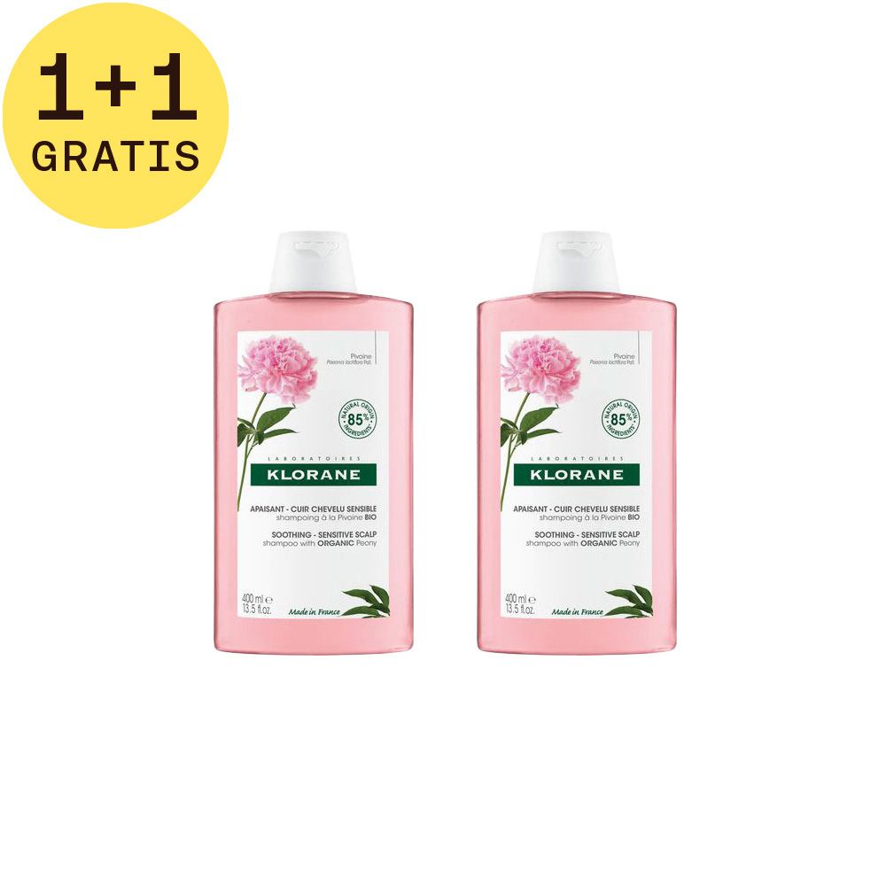 Klorane Verzachtende Shampoo met Bio Pioenroos 1+1 GRATIS