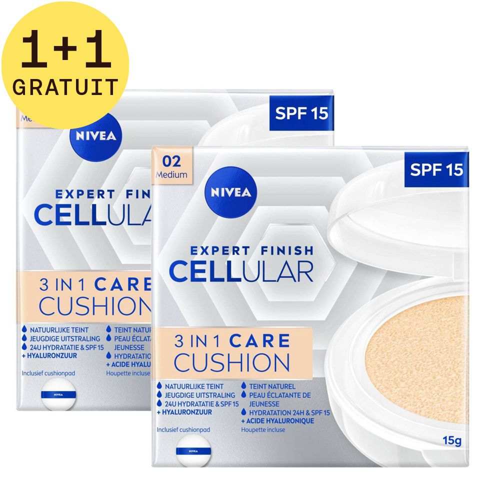 Nivea CELLular Expert Finish 3 in 1 Care Cushion 02 Medium 1+1 Gratuit