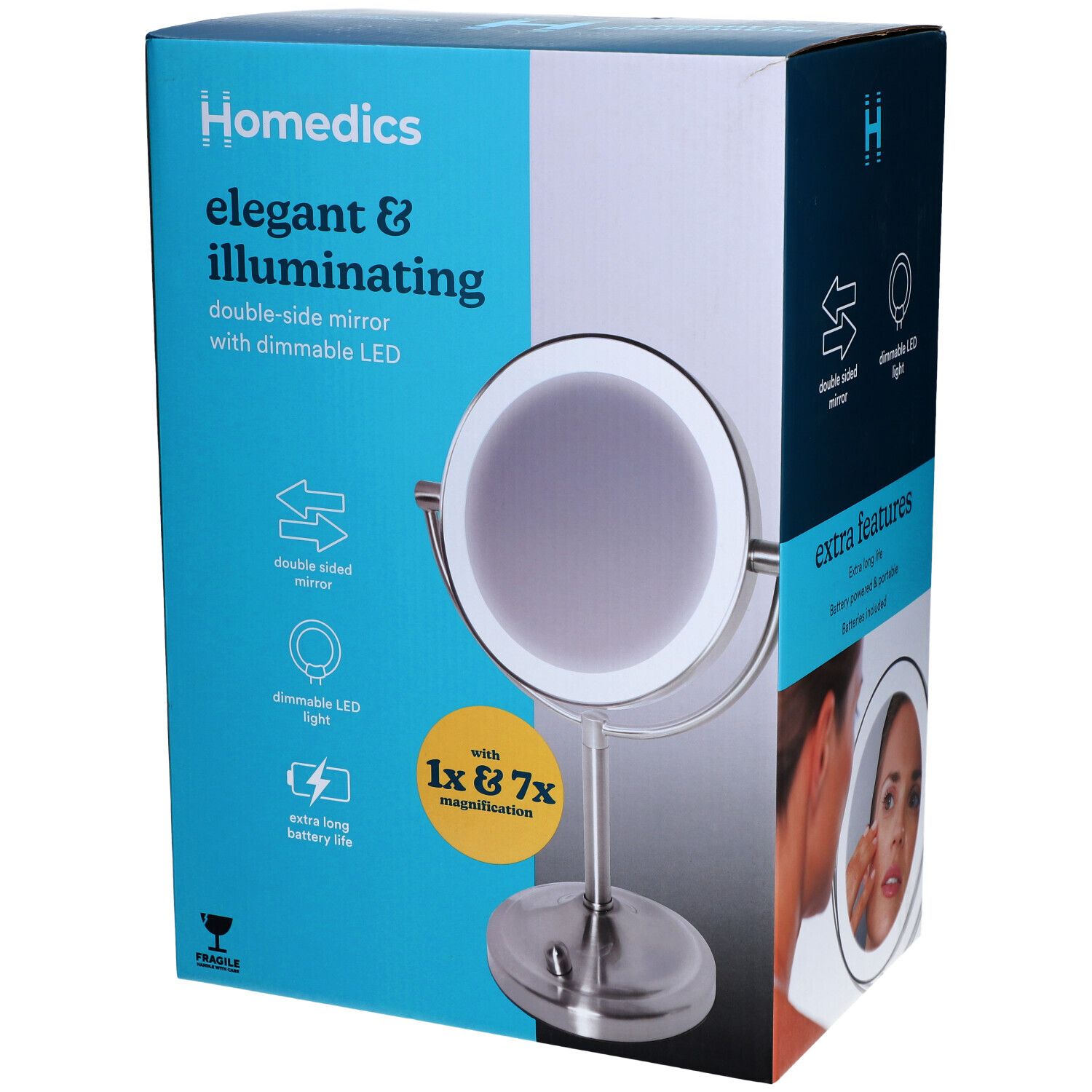 Homedics Ordless Led Compact Deluxe Mirror HM MIR 8160