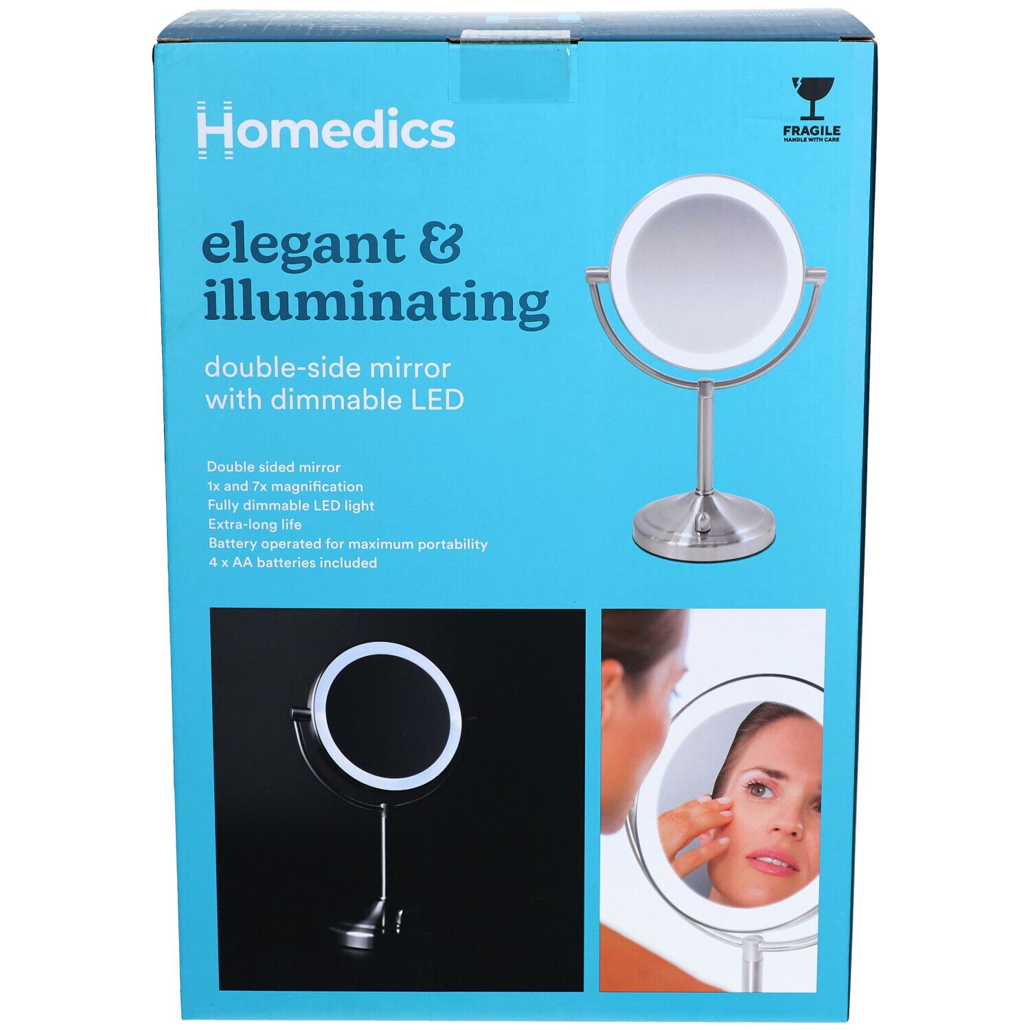 Homedics Ordless Led Compact Deluxe Mirror HM MIR 8160