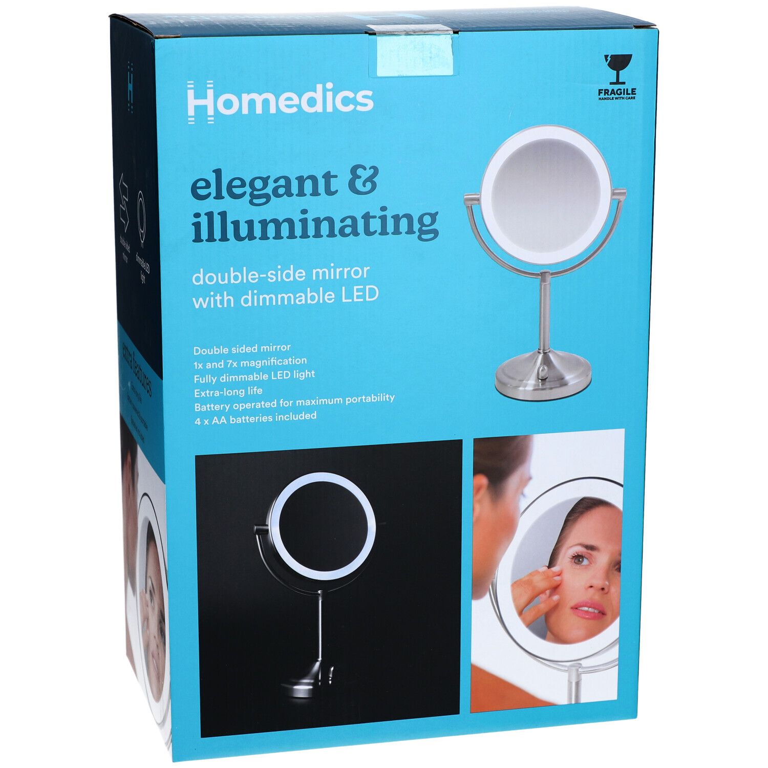 Homedics Ordless Led Compact Deluxe Mirror HM MIR 8160