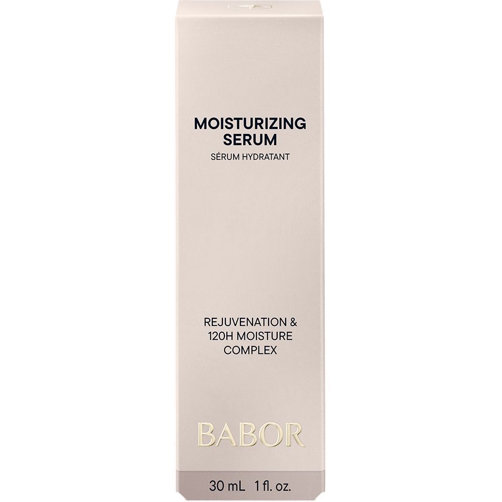 Verpakking. Opschrift: BABOR, Moisturizing Serum, 30 ml.