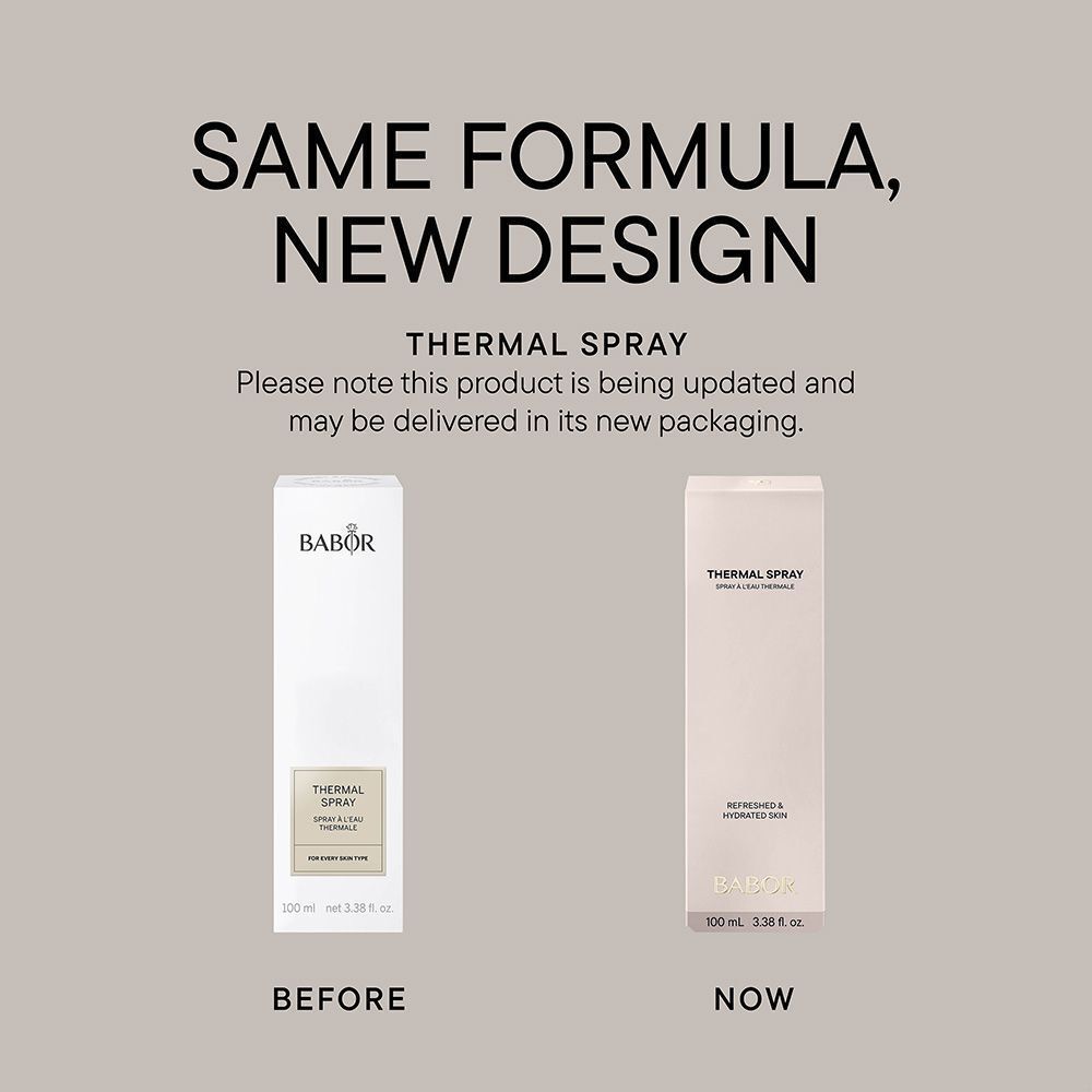BABOR Spray thermique, flacon et emballage. Inscription : Thermal Spray, 100 ml.