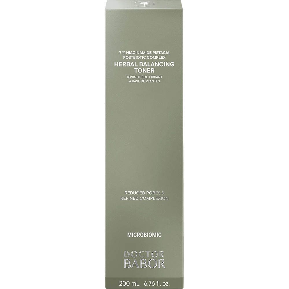 Productverpakking. Opschrift: Herbal Balancing Toner, Doctor Babor. 200 ml.