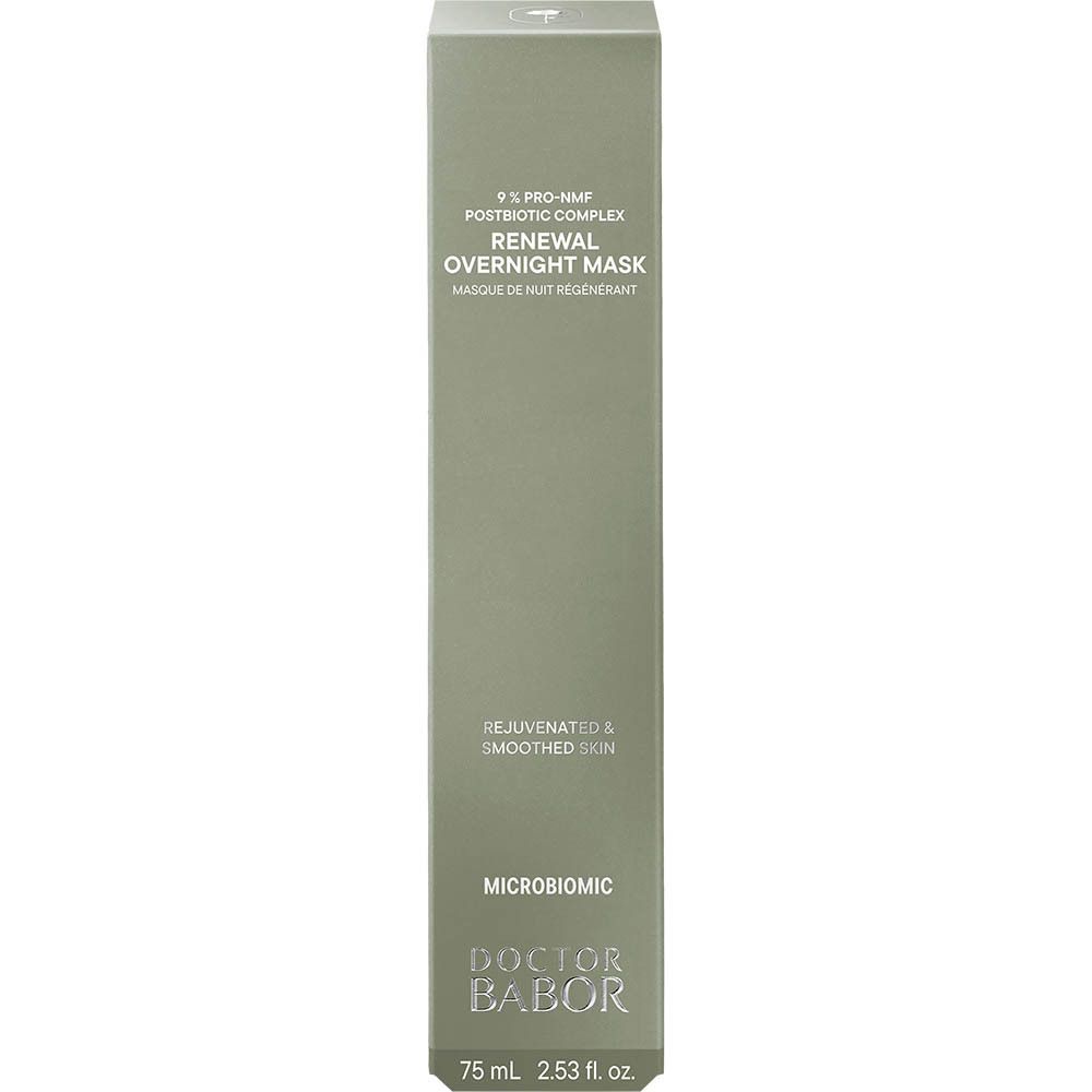 Doos. Opschrift: Renewal Overnight Mask. Merk: Doctor Babor. Volume: 75 ml.