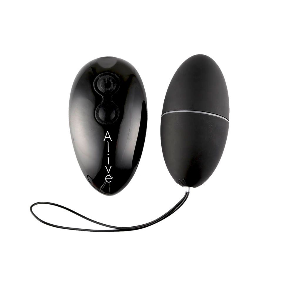 Deux œufs noirs avec télécommande. Inscription : Alive. Un œuf avec boutons.