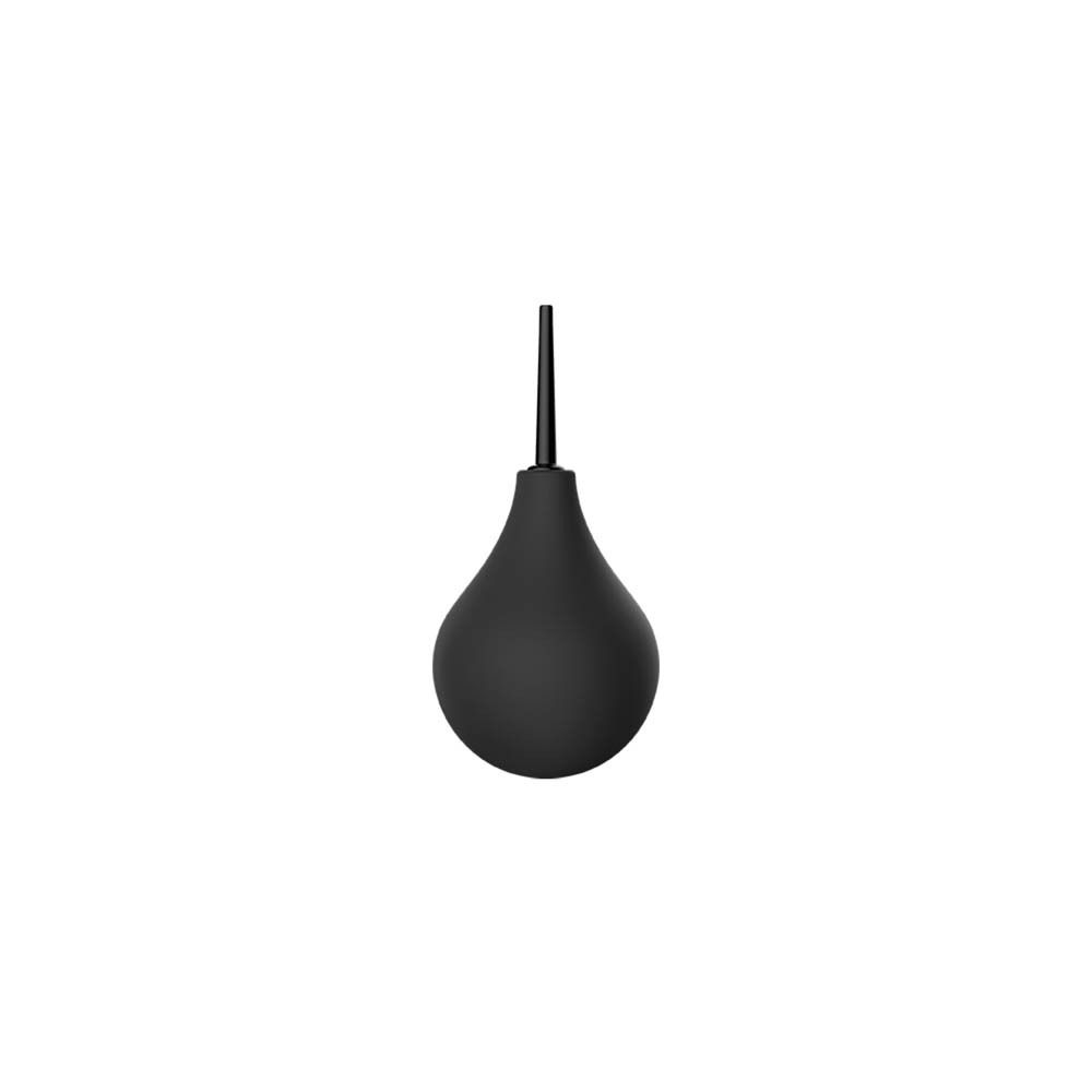 Zwarte Alive Douche Anale Small. Fles met punt. Op witte achtergrond.
