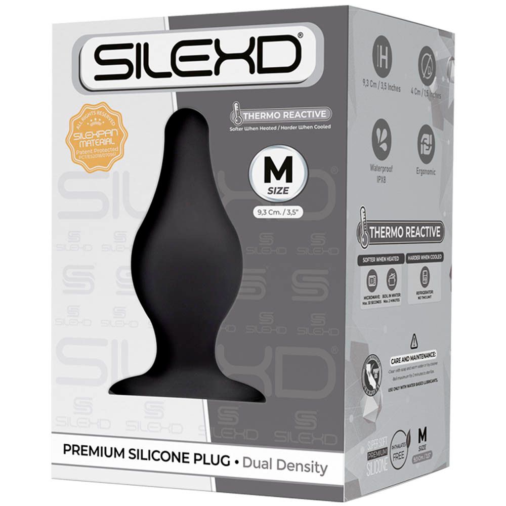 SilexD Plug Premium en Silicone Noir Medium Modèle 2 (9,3 x 3,5 cm)