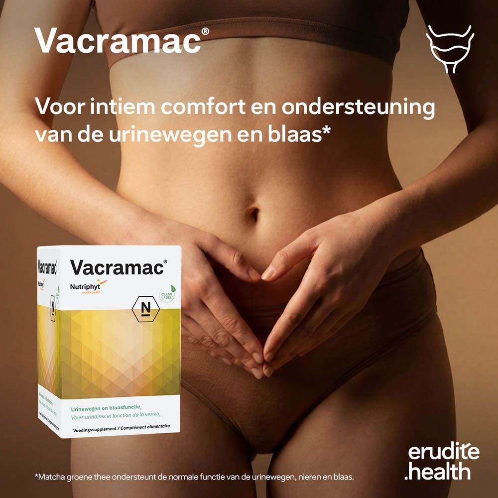 Handen die een pak Nutriphyt Vacramac Duo vasthouden.