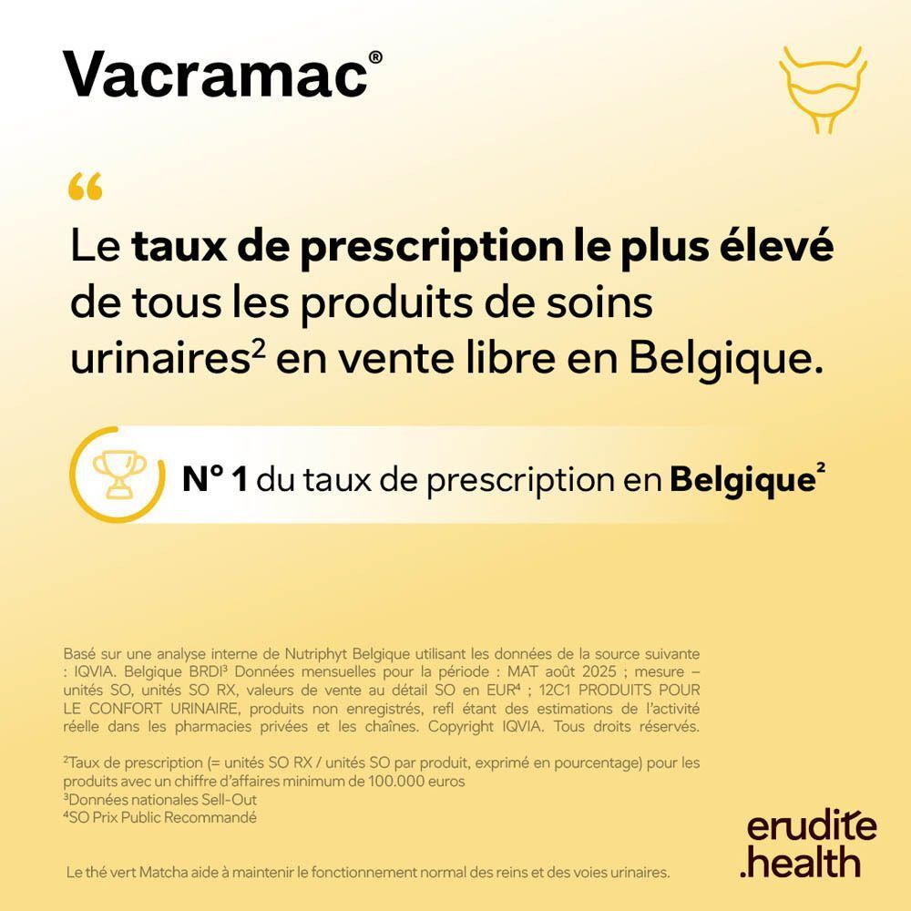 Main pointant un graphique avec icônes et texte pour Nutriphyt Vacramac Duo.