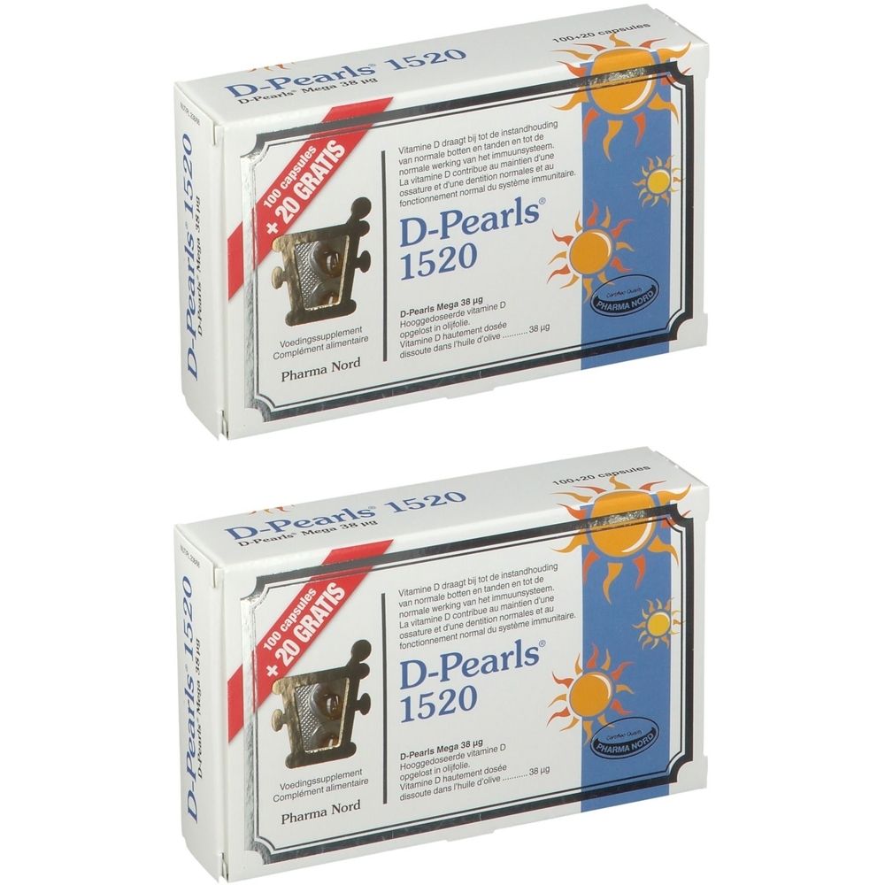 Pharma Nord D-Pearls 1520 100 + 20 capsules GRATIS | vitamine D | Immuunsysteem + Botten & tanden