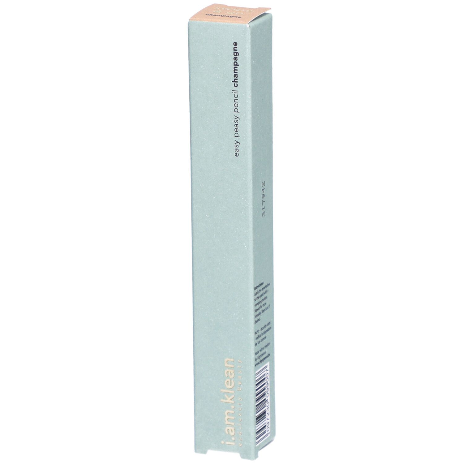 i.am.klean Eye Pencil Easy Peasy Champagner. Lichtgroene verpakking. Productnaam en merk zichtbaar. Vierkante vorm.