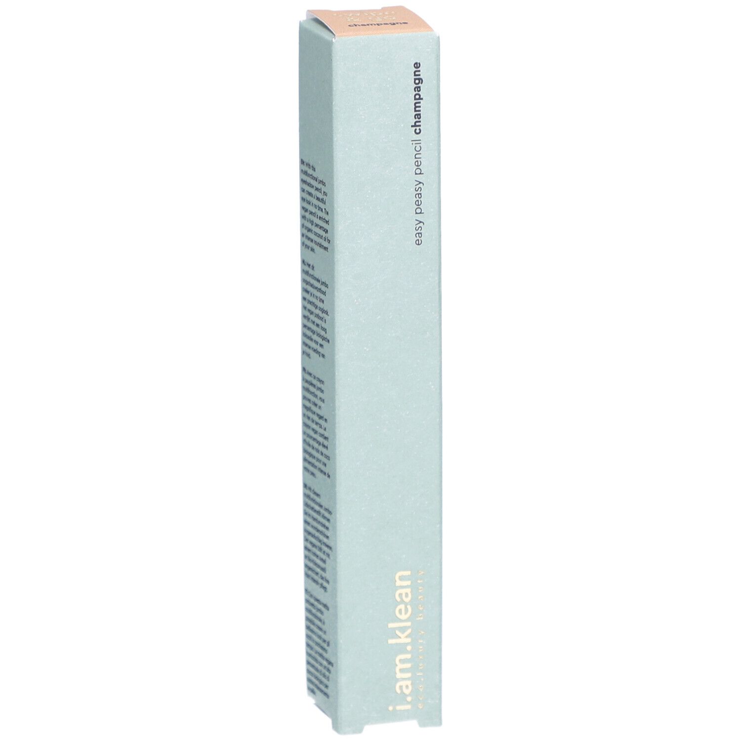 i.am.klean Eye Pencil Easy Peasy Champagner. Lichtgroene verpakking. Productnaam en merk zichtbaar. Vierkante vorm.