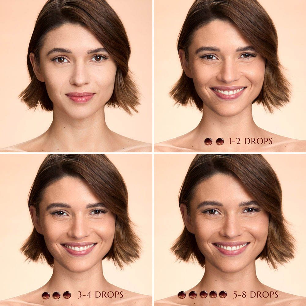Instructions d'utilisation. Gouttes sur le visage. Marque non visible.