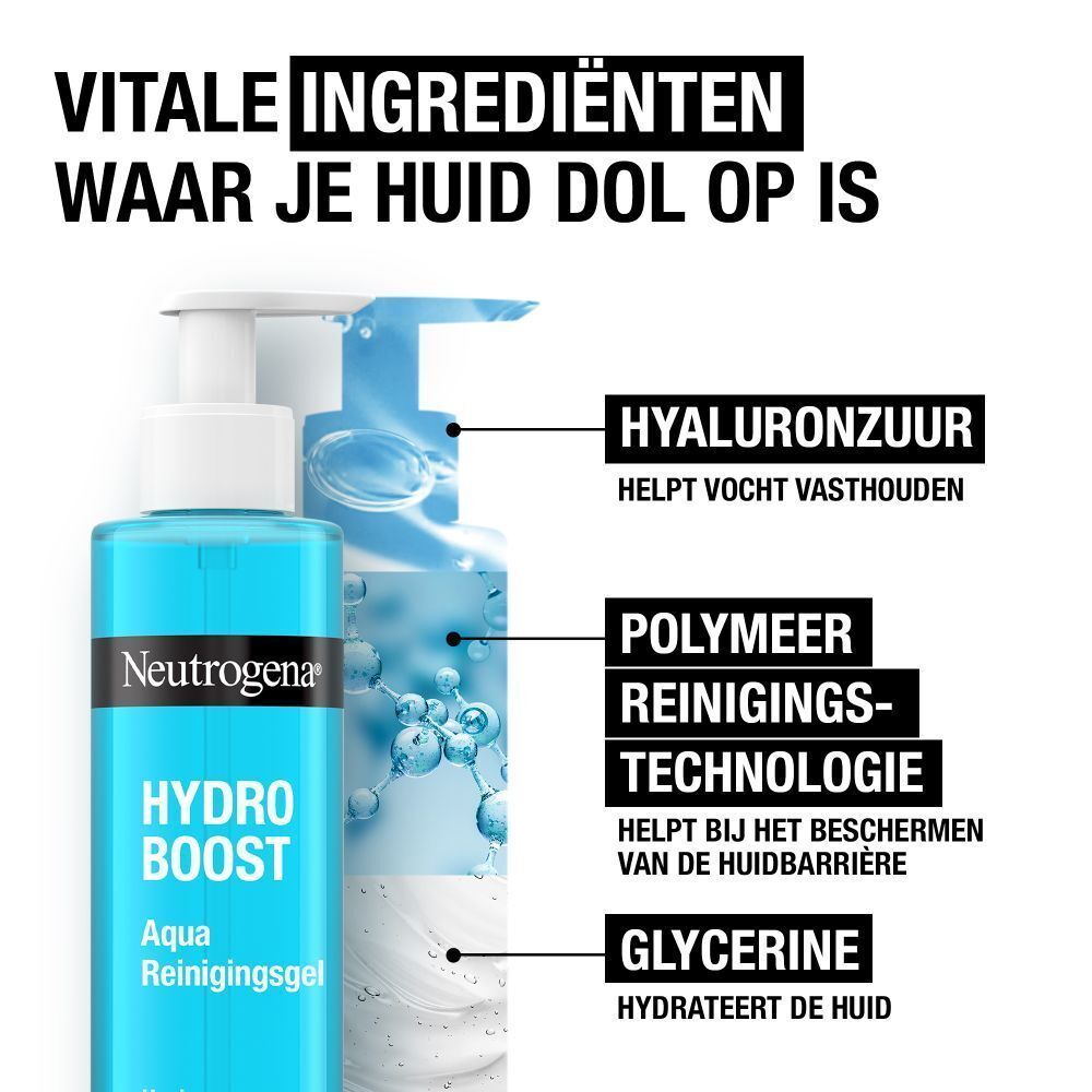 Close-up van een lachend gezicht. Tekst: Reinigt zacht, Verwijdert effectief vuil, olie en make-up.