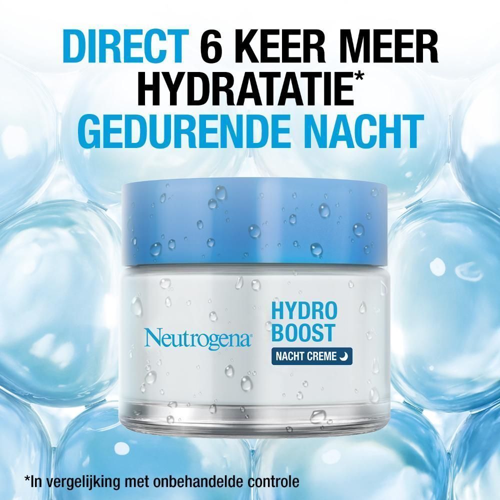 Pot Hydro Boost Nachtcrème. Met Neutrogena Hydro Boost. 6x meer hydratatie.