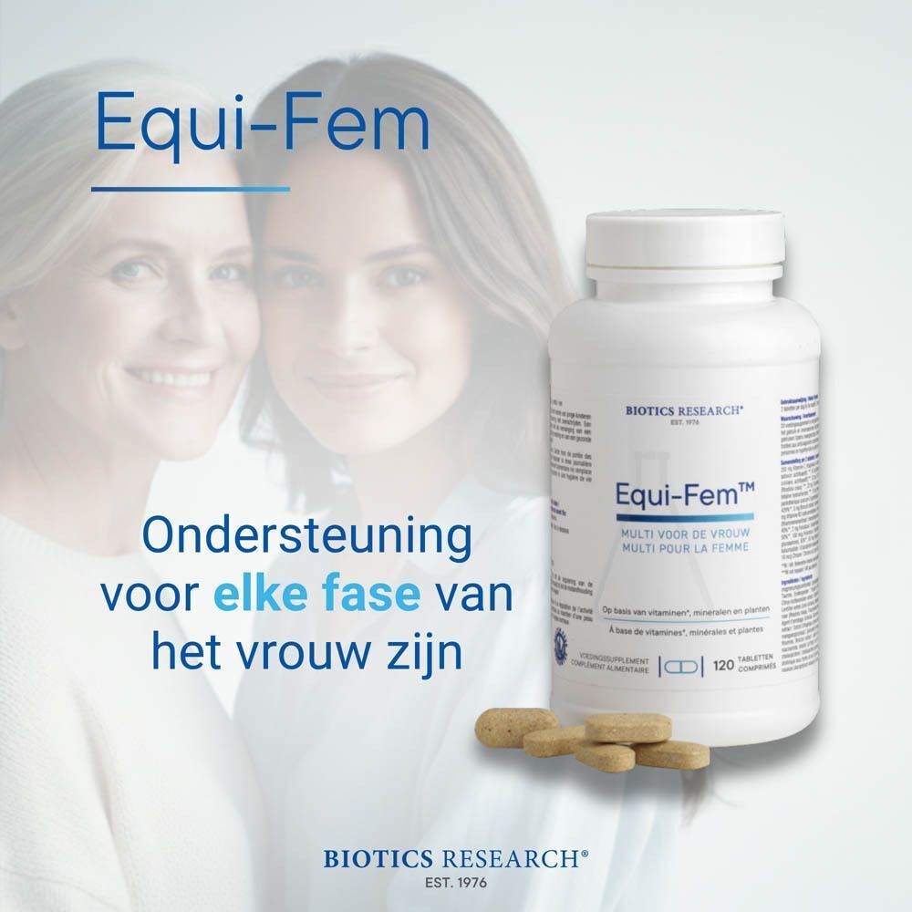 Fles Equi-Fem™ voor twee lachende vrouwen. "Ondersteuning voor elke fase van het vrouw zijn."