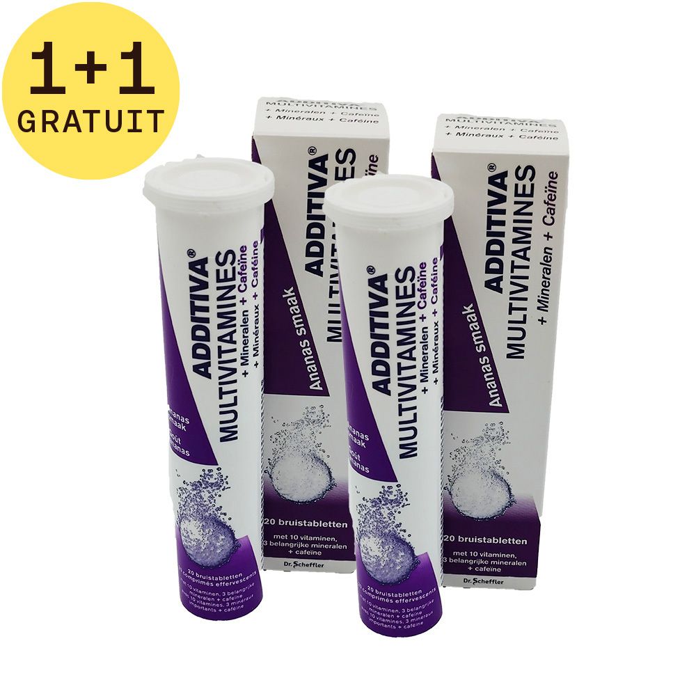 Additiva Multivitamines + Minéraux + caféine - Goût Ananas 1+1 GRATUIT