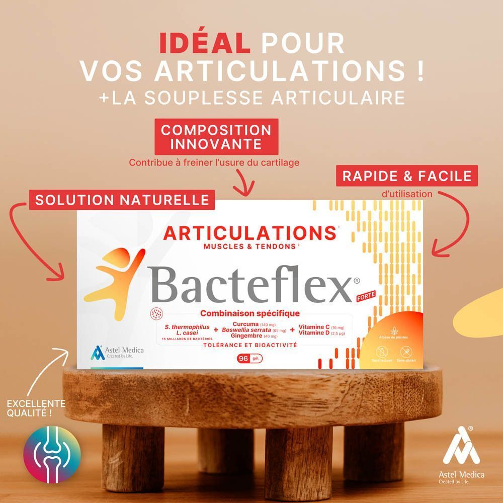 Bacteflex® pour articulations, muscles et tendons. Un homme et une femme font du jogging en extérieur.