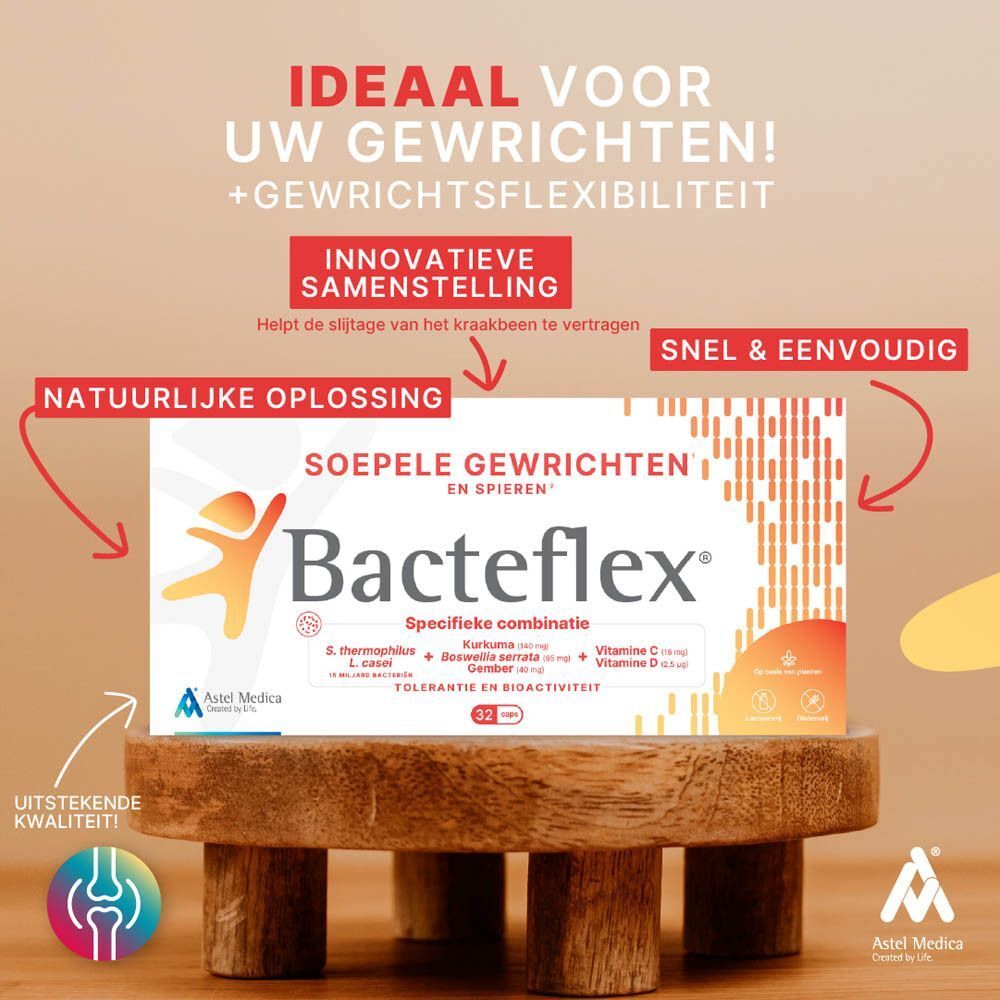 Bacteflex® voor gewrichten, spieren en pezen. Een man en vrouw joggen buiten.