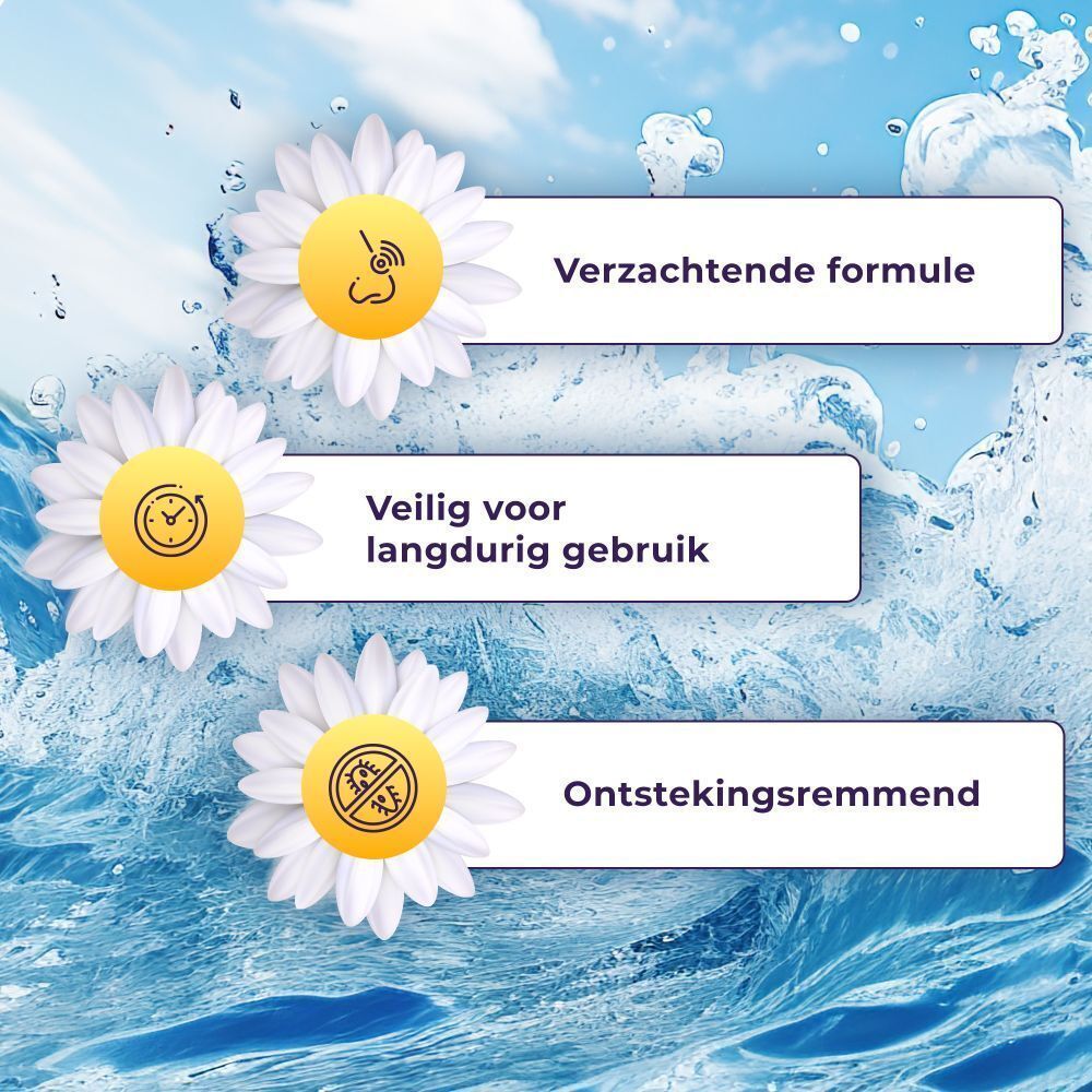 Vrouw snuit haar neus met een zakdoek. Tekst: Verzachting voor verkoudheid.