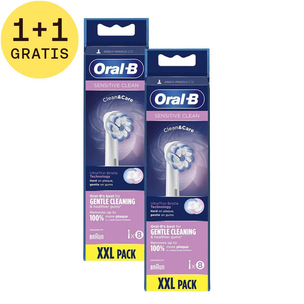 OralB Refill Sensitive Clean Xf Opzetborstels 8 1+1 GRATIS
