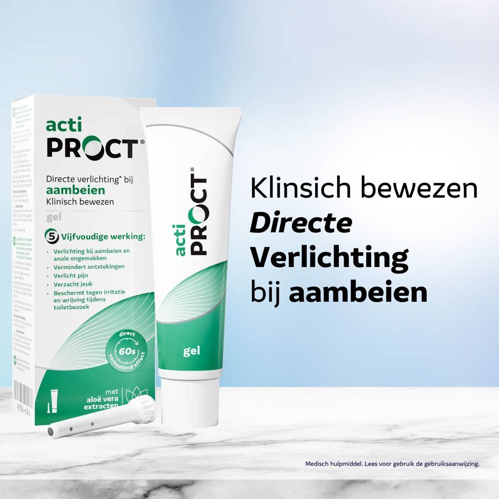 Productverpakking met tekst: Klinisch bewezen. Directe verlichting bij aambeien.