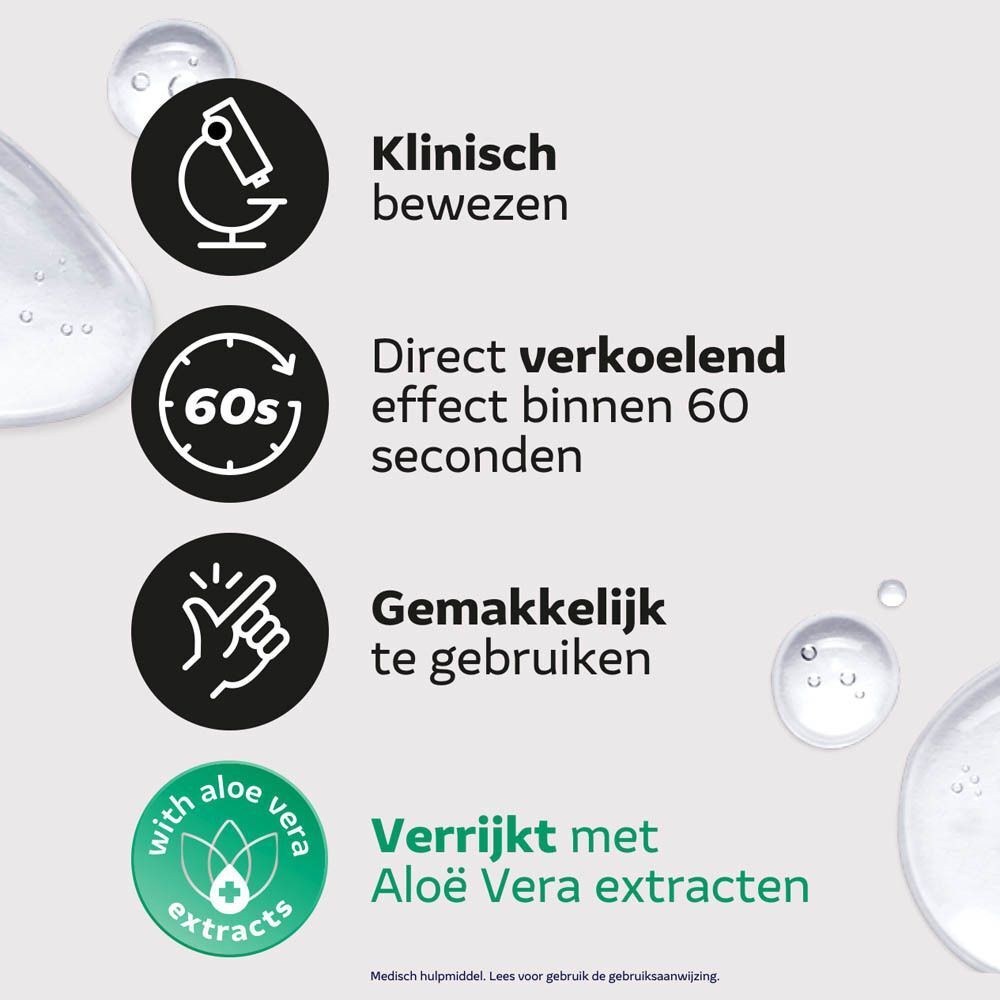 Grafische weergave: Klinisch bewezen, Direct verkoelend effect, Gemakkelijk te gebruiken.