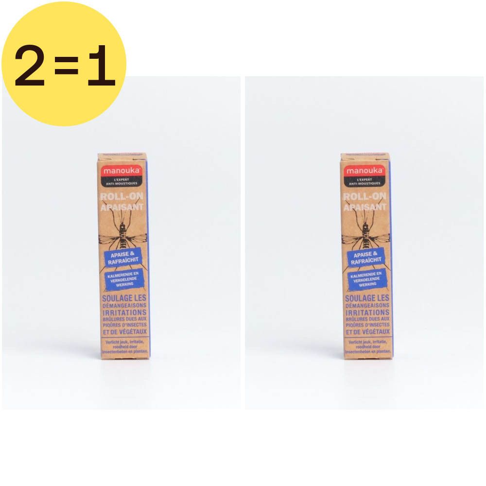 Twee roll-on producten in kartonnen verpakking. Opschriften: merk, productnaam, ingrediënten, gebruiksaanwijzing.