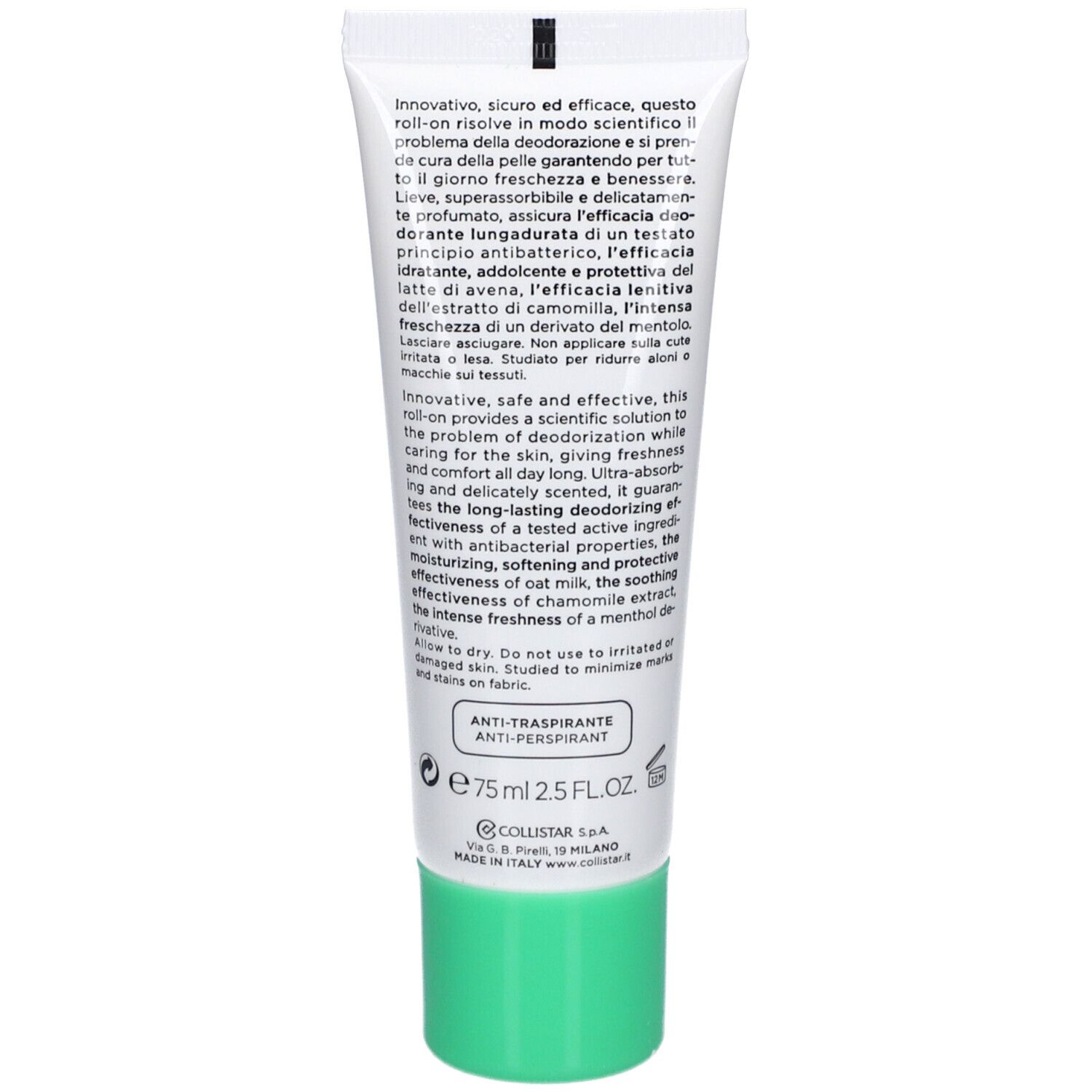 Collistar Multi-active Deodorant 24 hrs Roll-on with oat milk