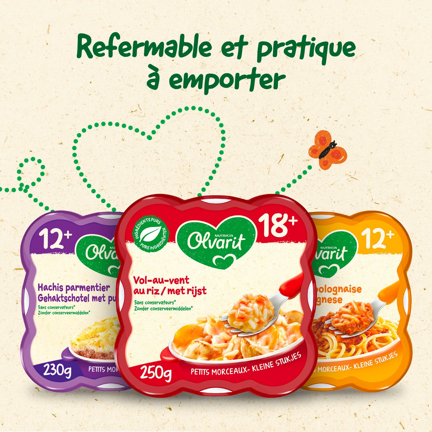 Olvarit Assiette 12m+ Spaghetti à la Bolognaise